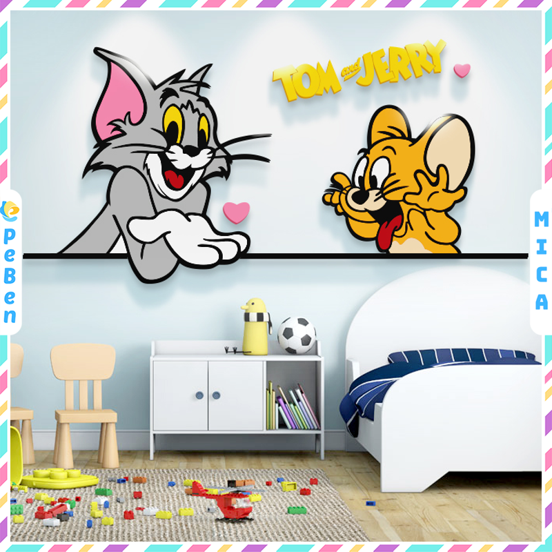 Tranh Mica EPeBen dán tường nổi 3d Tom&Jery trang trí Phòng cho bé, Phòng ngủ, Mẫu giáo