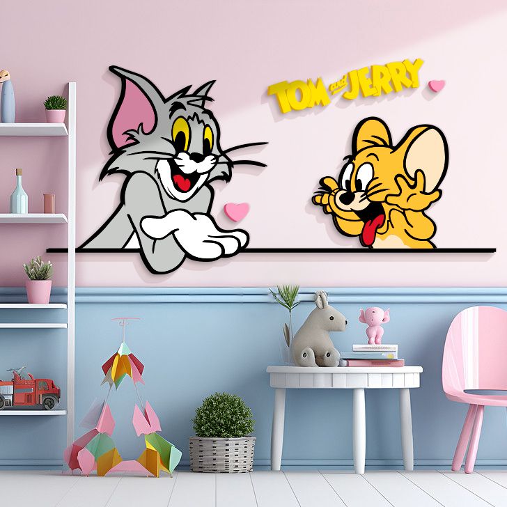Tranh Mica EPeBen dán tường nổi 3d Tom&Jery trang trí Phòng cho bé, Phòng ngủ, Mẫu giáo