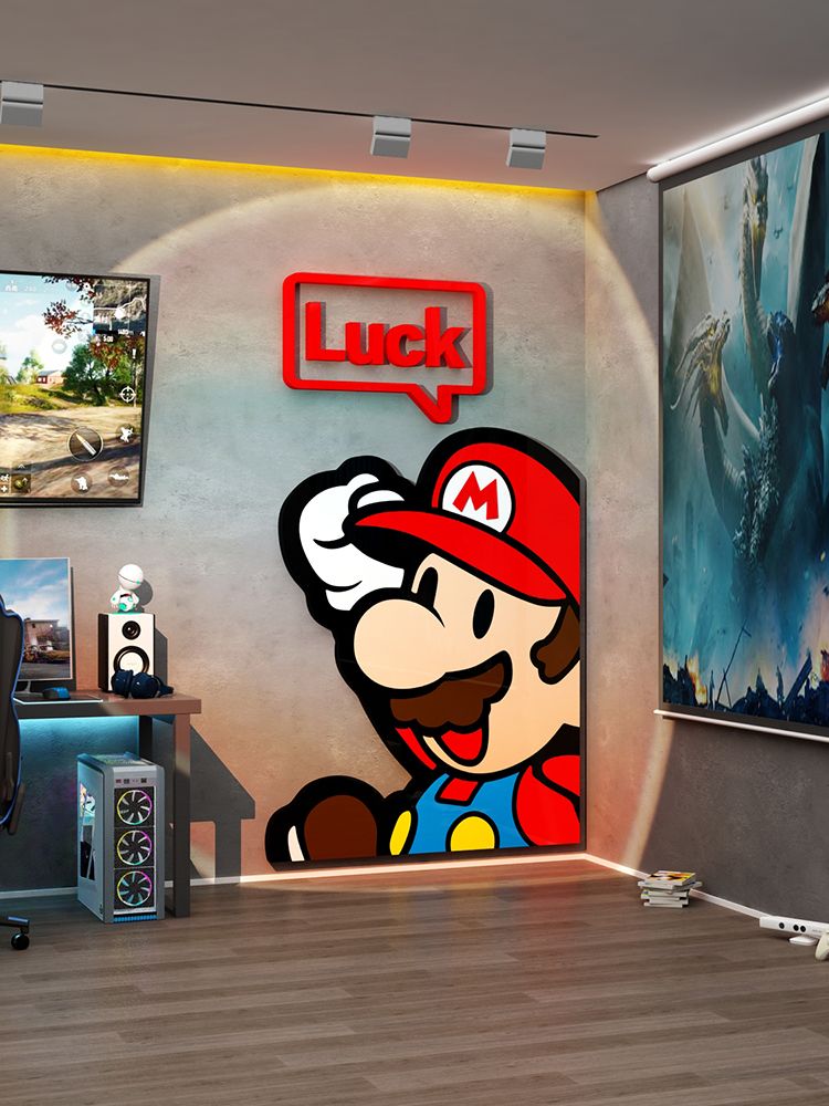 Tranh Mica EPeBen dán tường nổi 3d Mario luck trang trí Phòng cho bé, Phòng ngủ, Mẫu giáo