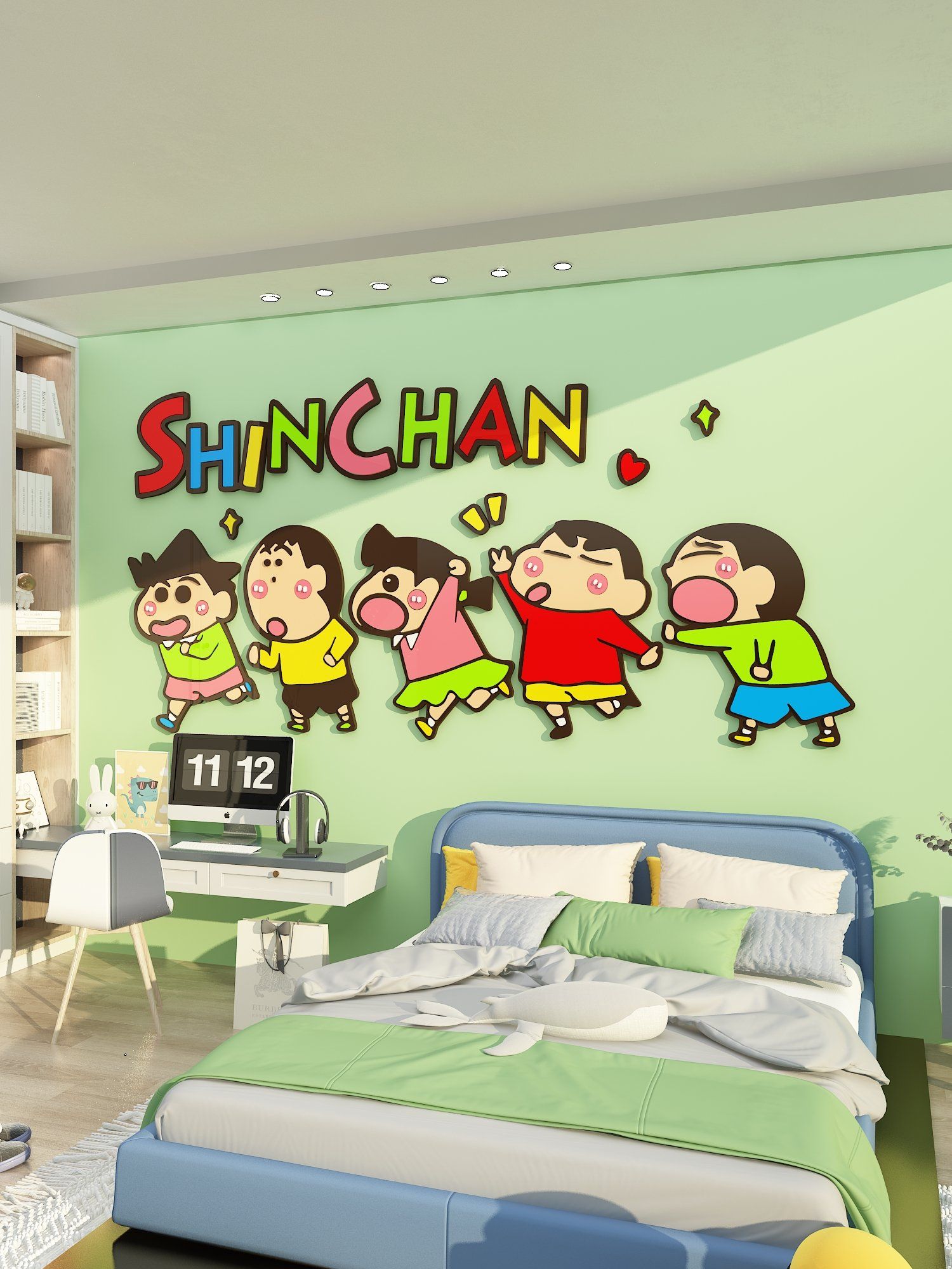 Tranh Mica EPeBen dán tường nổi 3d Gia Đình Shin Chan trang trí Phòng cho bé, Phòng ngủ, Mẫu giáo