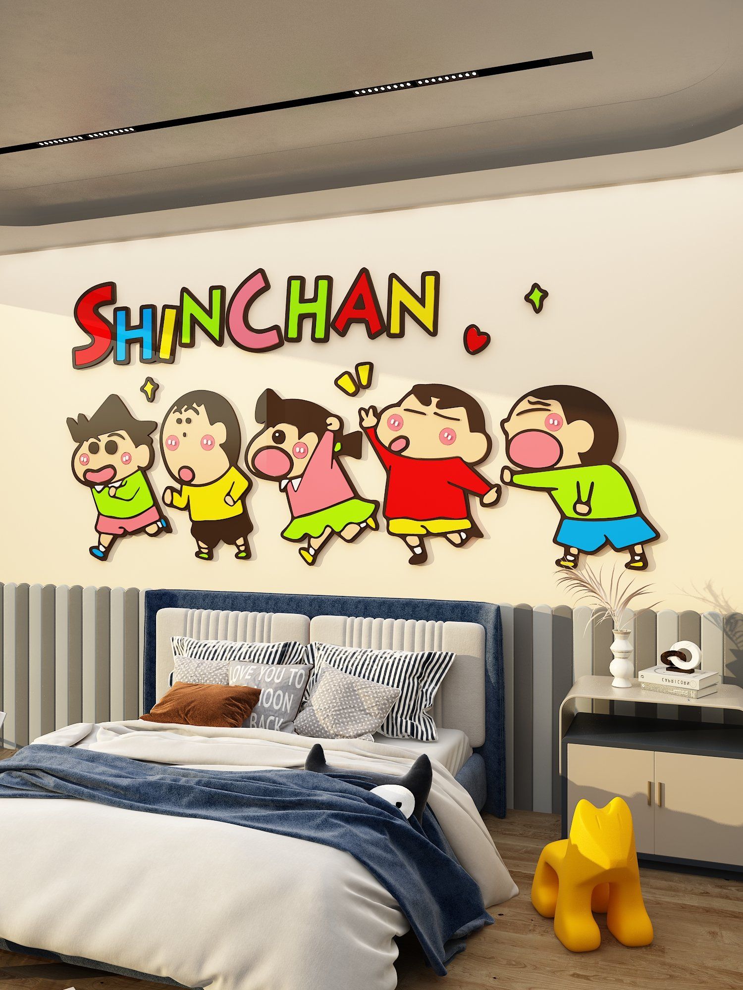 Tranh Mica EPeBen dán tường nổi 3d Gia Đình Shin Chan trang trí Phòng cho bé, Phòng ngủ, Mẫu giáo