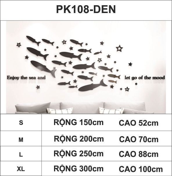Tranh mica EPeBen dán tường nổi 3d hình đàn cá bơi về đại dương decor trang trí lớp học, mầm non, mẫu giáo