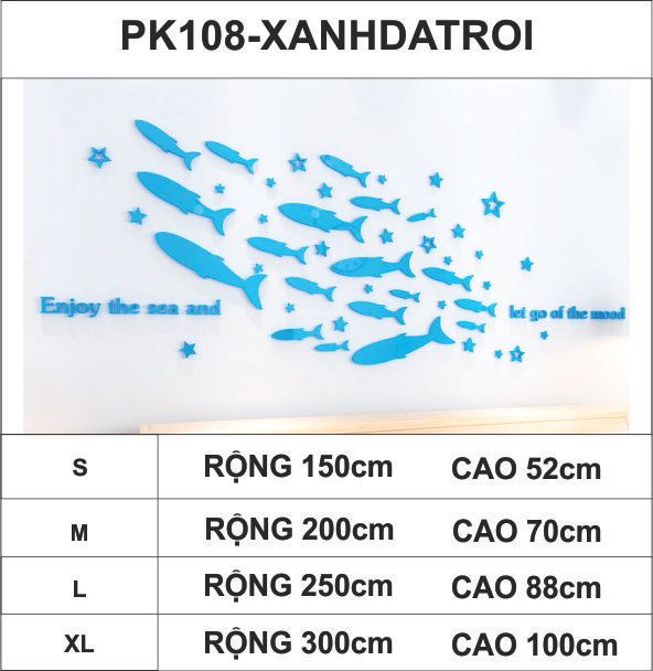 Tranh mica EPeBen dán tường nổi 3d hình đàn cá bơi về đại dương decor trang trí lớp học, mầm non, mẫu giáo