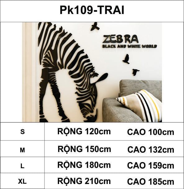 Tranh mica EPeBen dán tường nổi 3d hình chú ngựa vằn Zebra phong cách bắc âu hiện đại trang trí phòng khách, nhà cửa