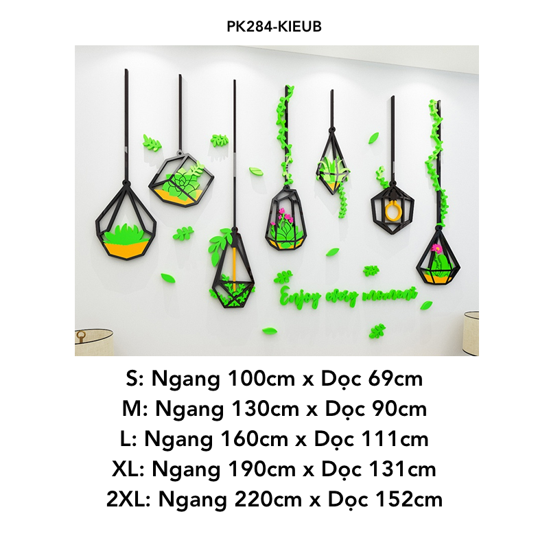 Tranh mica EPeBen dán tường nổi 3d hình Hình Chậu giàn Cây xanh Treo Tường Enjoy decor trang trí Phòng Khách, Phòng Ngủ