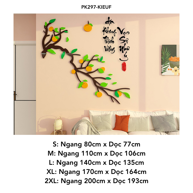 Tranh mica EPeBen dán tường nổi 3d hình chim hạc thư pháp tiếng việt Mùa Xuân cây hoa đào trang trí Nhà Cửa, Phòng Bếp