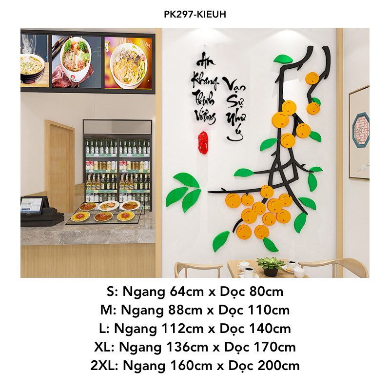 Tranh mica EPeBen dán tường nổi 3d hình chim hạc thư pháp tiếng việt Mùa Xuân cây hoa đào trang trí Nhà Cửa, Phòng Bếp