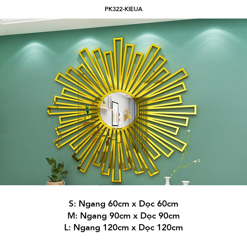 Tranh mica EPeBen dán tường nổi 3d hình Mặt trời rực rỡ decor trang trí Phòng khách, Cửa hàng, Văn phòng, Phòng ngủ