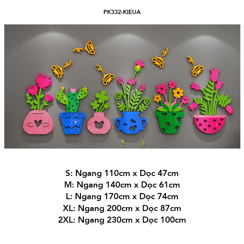 Tranh mica EPeBen dán tường nổi 3d hình Vườn hoa trong nhà decor trang trí Phòng khách, Cửa hàng, Phòng làm việc