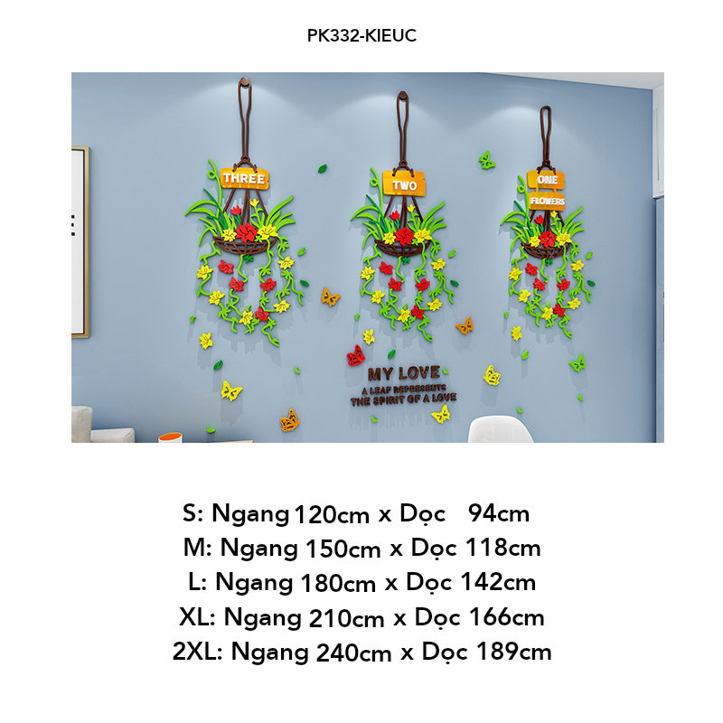 Tranh mica EPeBen dán tường nổi 3d hình Vườn hoa trong nhà decor trang trí Phòng khách, Cửa hàng, Phòng làm việc