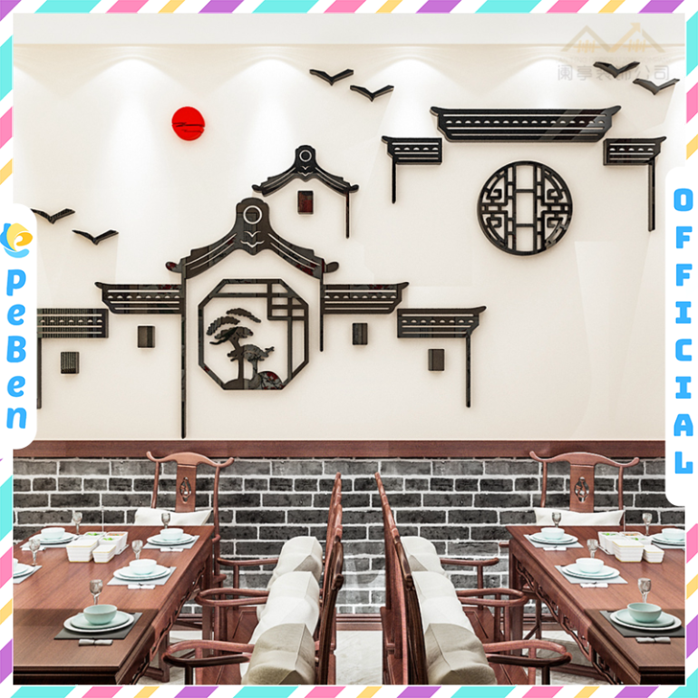Tranh mica EPeBen dán tường nổi 3d hình Phong Cách Cổ Trung Hoa decor trang trí Quán Ăn, Nhà Hàng, Văn Phòng, Cửa hàng