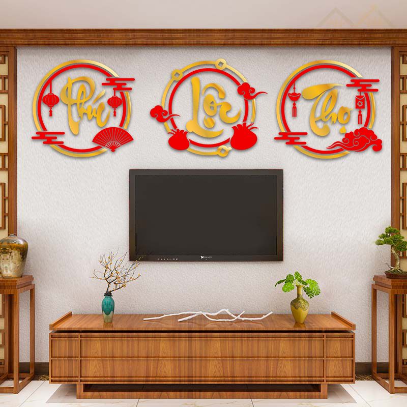 Tranh mica EPeBen dán tường nổi 3d hình Phúc ,Tài ,Lộc decor Trang Trí Tết 2025