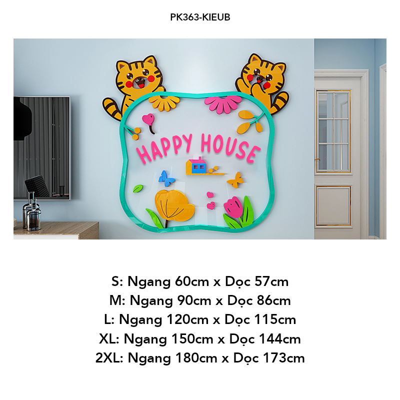 Tranh mica EPeBen dán tường nổi 3d Happy House, Love Family trang trí Phòng cho bé, Phòng khách, Nhà Bếp