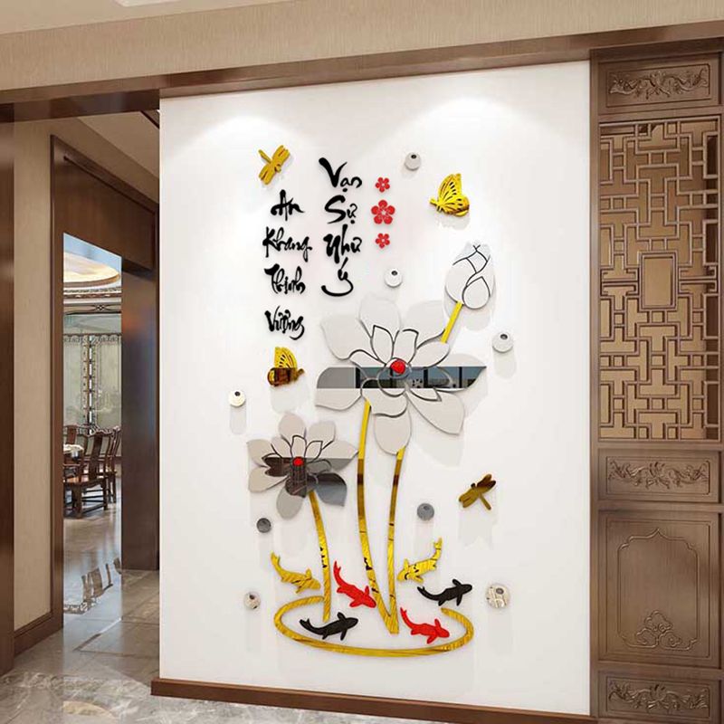 Tranh mica EPeBen dán tường nổi 3d hình Hạc Danh Vọng decor Trang Trí Tết 2025