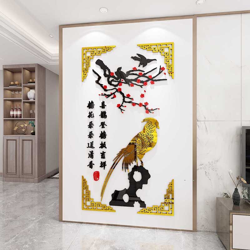 Tranh mica EPeBen dán tường nổi 3d hình Hạc Danh Vọng decor Trang Trí Tết 2025