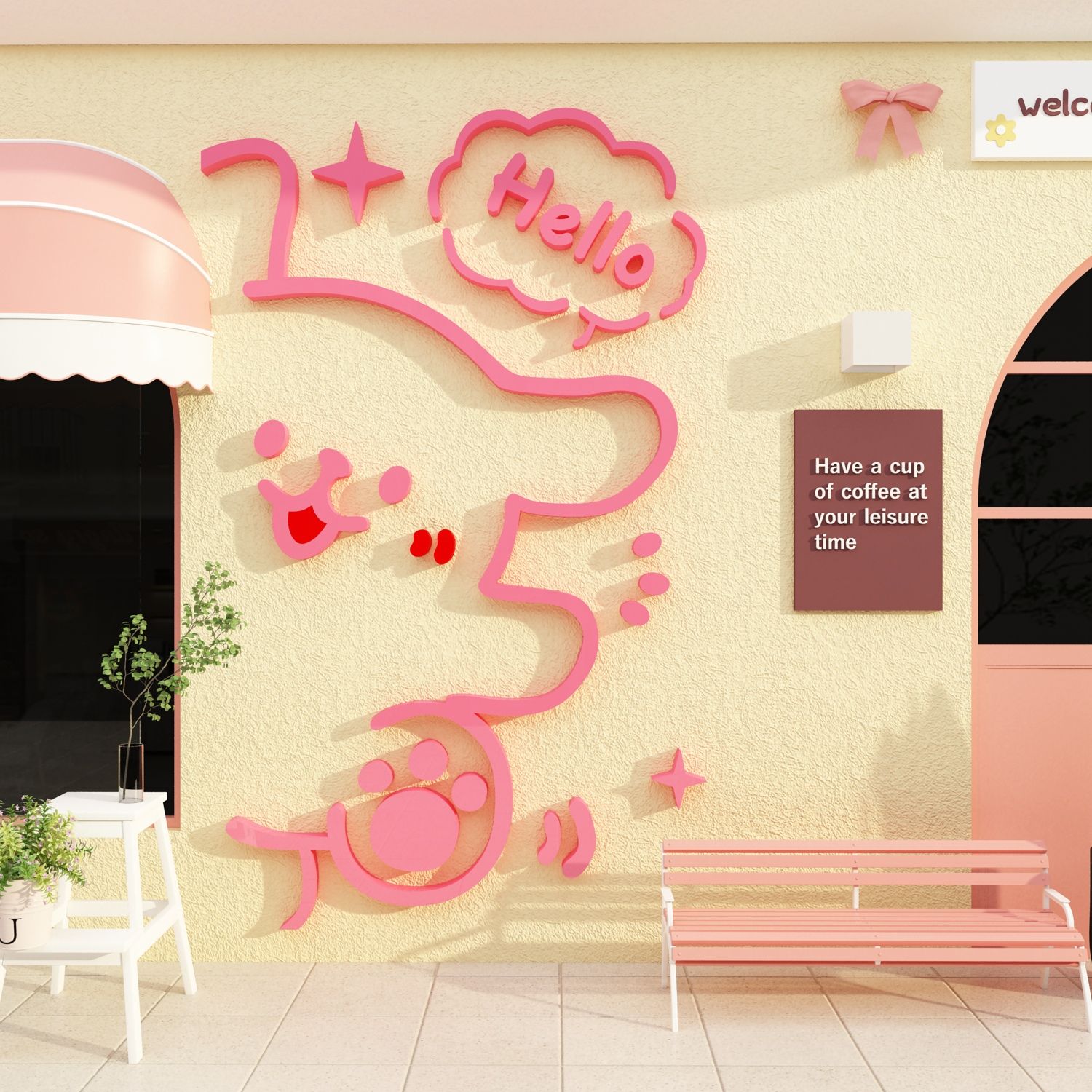 Tranh mica EPeBen dán tường nổi 3d hình Say Hello Trang Trí Phòng Trẻ Em,Mẫu Giáo, Lớp Học