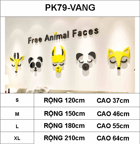 Tranh mica EPeBen dán tường nổi 3d hình hoạt hình mặt thú animal faces phong cách bắc âu trang trí phòng khách, nhà cửa
