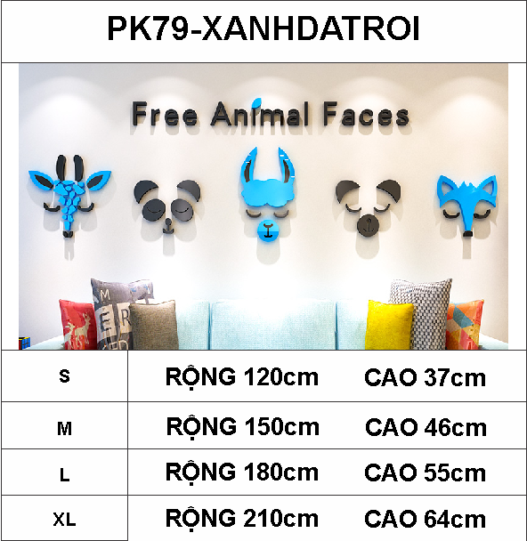 Tranh mica EPeBen dán tường nổi 3d hình hoạt hình mặt thú animal faces phong cách bắc âu trang trí phòng khách, nhà cửa
