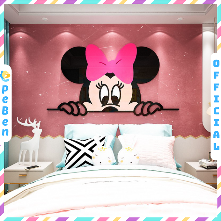 Tranh mica EPeBen dán tường nổi 3d hình dán Micky Mouse, Hello Kitty decor trang trí Phòng ngủ, Phòng học cho bé