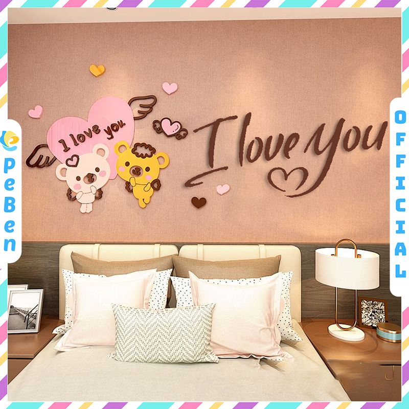 Tranh mica EPeBen dán tường nổi 3d I Love You trang trí Phòng cho bé, Phòng khách, Phòng Ngủ