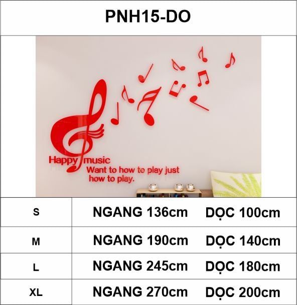 Tranh mica EPeBen dán tường nổi 3d Nốt Nhạc trang trí Phòng cho bé, Phòng khách