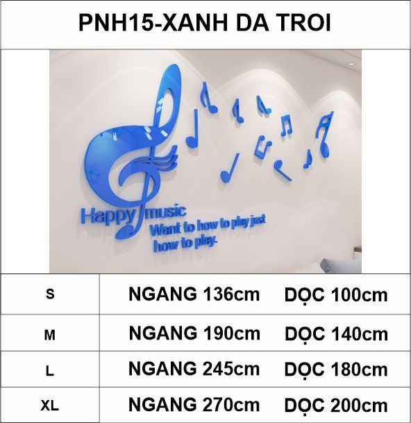 Tranh mica EPeBen dán tường nổi 3d Nốt Nhạc trang trí Phòng cho bé, Phòng khách