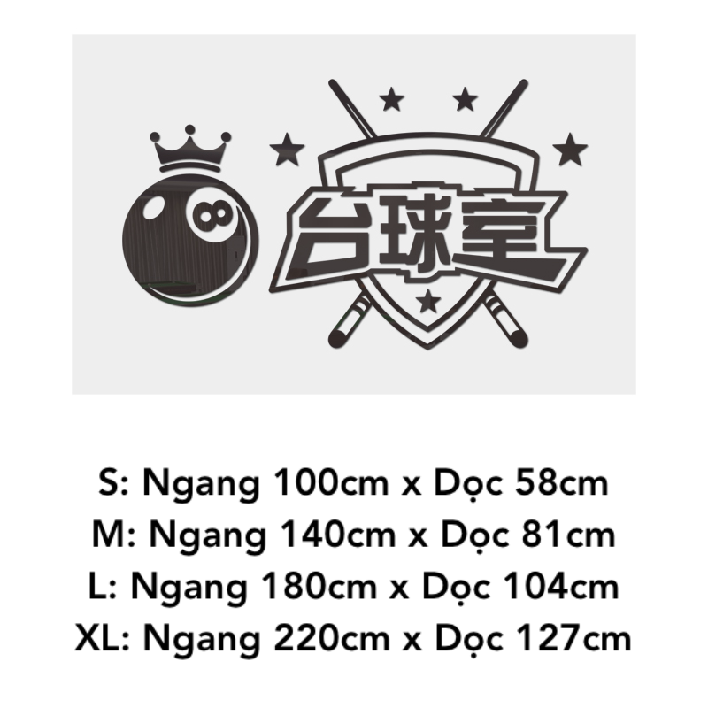 Tranh mica EPeBen dán tường nổi 3d hình trái bida, gậy bida décor Quán Bida trang trí CLB bida, Logo quán, bi-a, billard