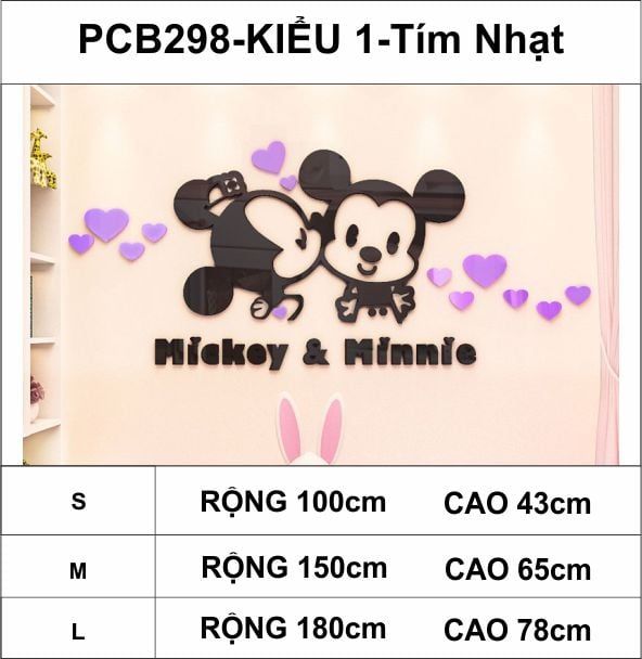 Tranh mica EPeBen dán tường nổi 3d hình mickey và minnie dễ thương decor trang trí phòng ngủ vợ chồng, phòng cho bé