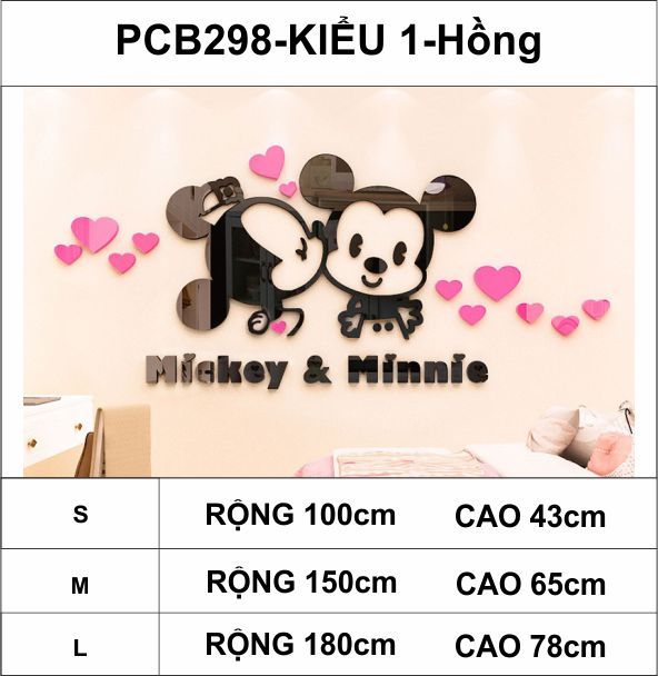 Tranh mica EPeBen dán tường nổi 3d hình mickey và minnie dễ thương decor trang trí phòng ngủ vợ chồng, phòng cho bé