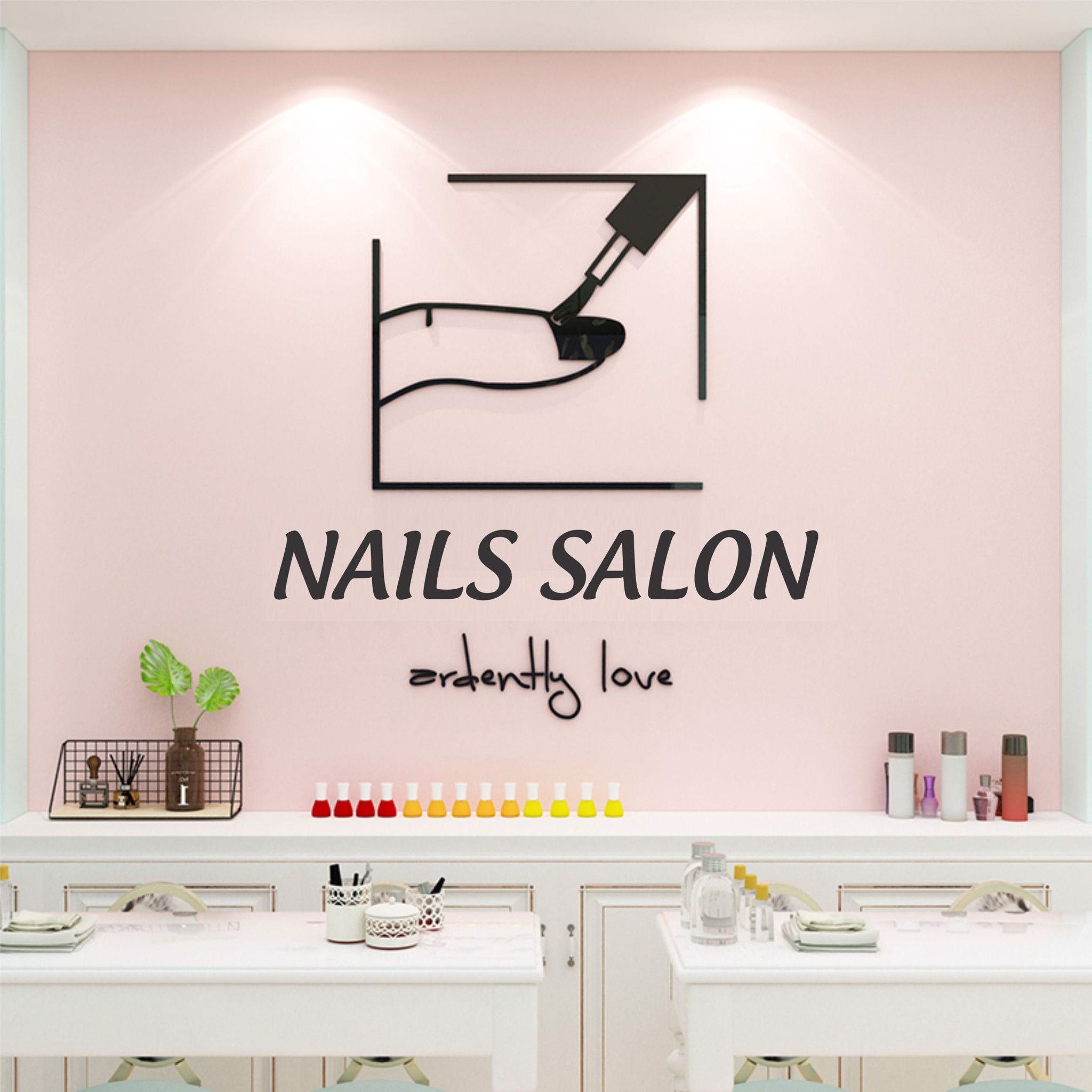 Tranh mica EPeBen dán tường nổi 3d hình ngón tay trang trí cửa hàng làm móng tay và lông mi, thẩm mỹ viện, salon, nail