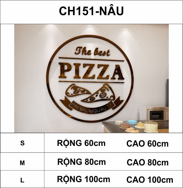 Tranh mica EPeBen dán tường nổi 3d hình miếng bánh pizza trang trí cửa hàng bánh, nhà hàng đồ ăn nhanh, burger, gà rán