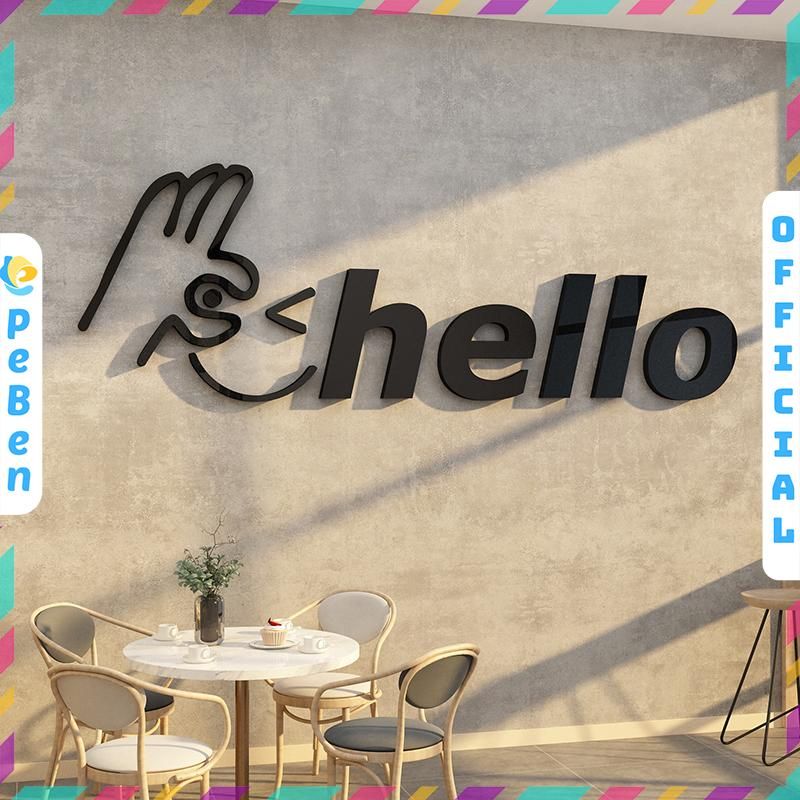 Tranh mica EPeBen dán tường nổi 3d hình Hello Ok decor trang trí Dán Quầy Thu Ngân, Cửa Hàng