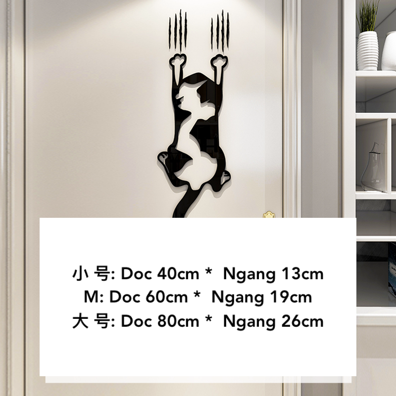 Tranh mica EPeBen dán tường nổi 3d hình Con Mèo Cào decor trang trí Phòng Ngủ, Dán Cửa