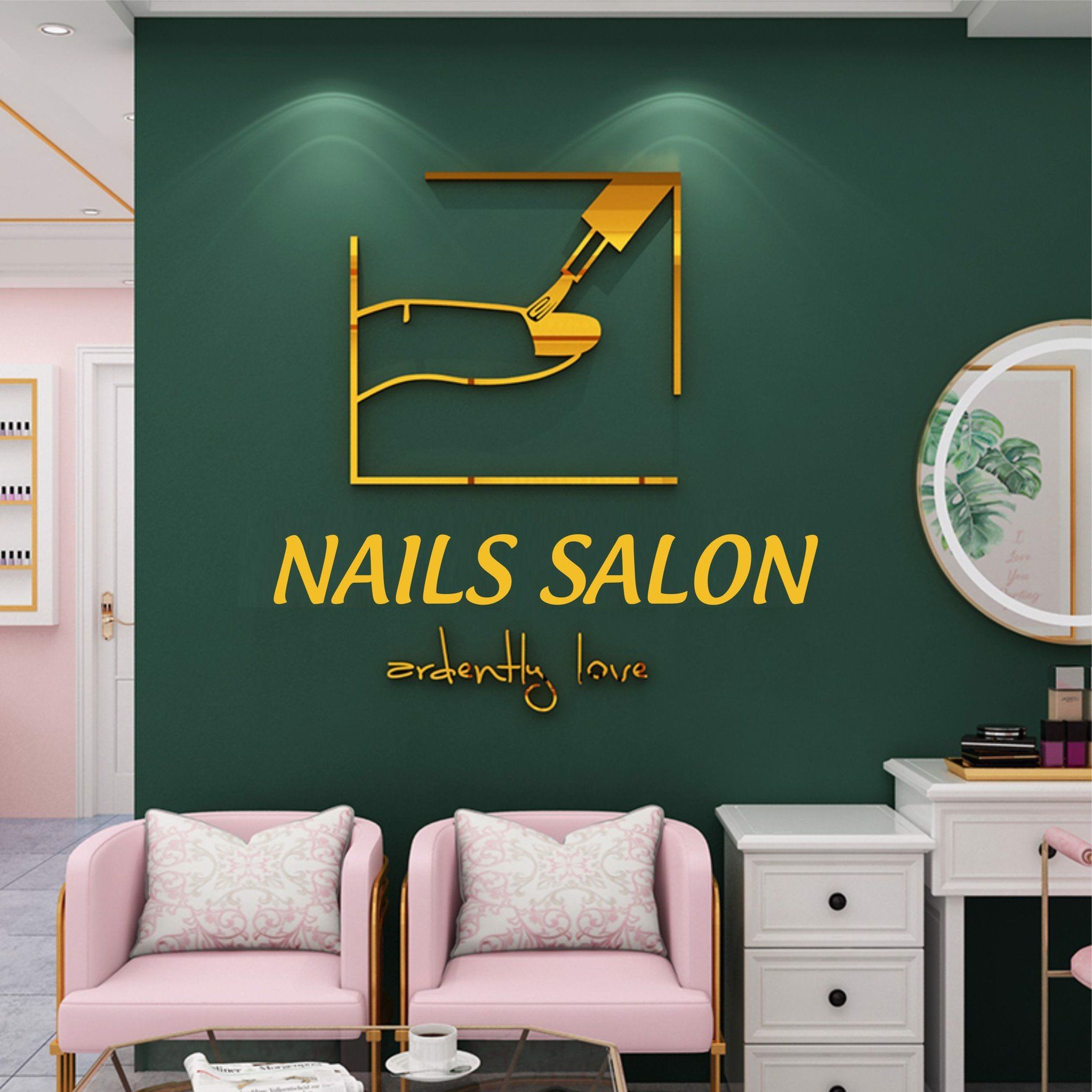 Tranh mica EPeBen dán tường nổi 3d hình ngón tay trang trí cửa hàng làm móng tay và lông mi, thẩm mỹ viện, salon, nail