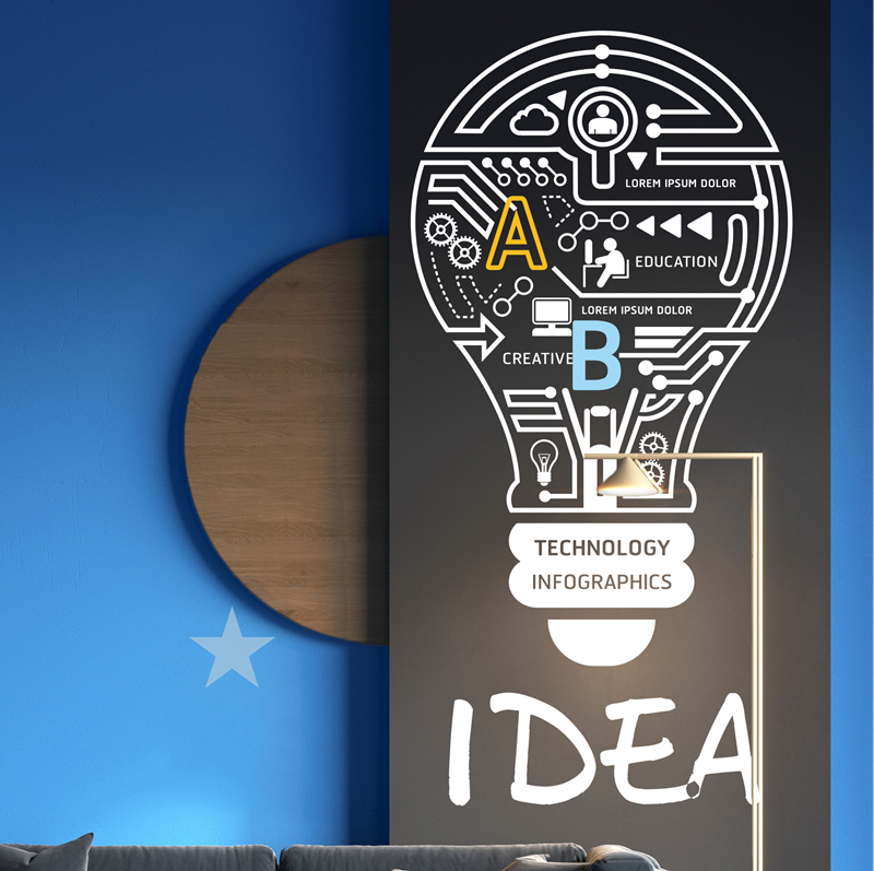 Tranh mica EPeBen dán tường nổi 3d hình Idea decor trang trí Phòng làm việc, Phòng ngủ, Phòng khách