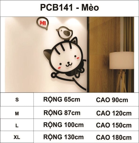 Tranh mica EPeBen dán tường nổi 3d hình Mèo Chó Thỏ dễ thương Dán Cửa decor trang trí mầm non, phòng cho bé