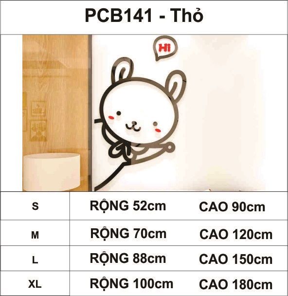 Tranh mica EPeBen dán tường nổi 3d hình Mèo Chó Thỏ dễ thương Dán Cửa decor trang trí mầm non, phòng cho bé