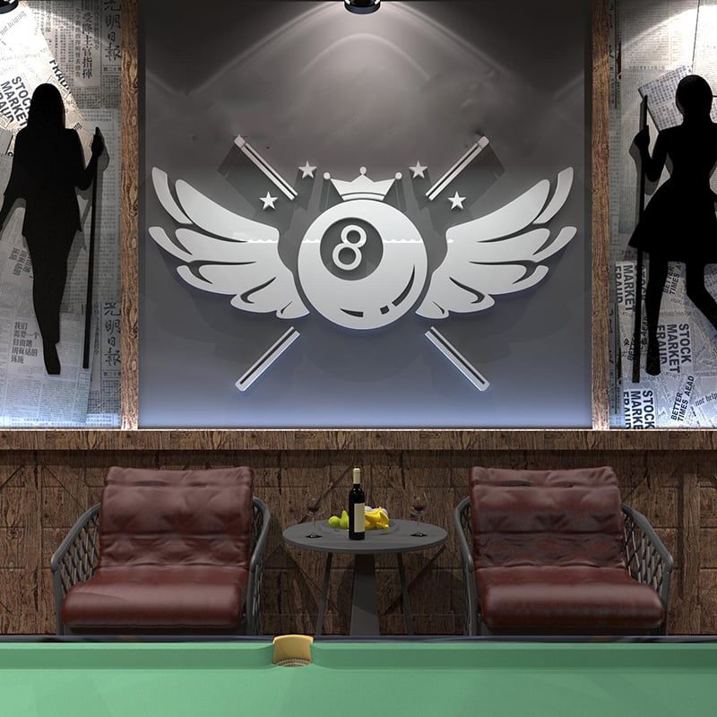 Tranh mica EPeBen dán tường nổi 3d hình Đôi Cánh decor trang trí Quán Bida, CLB Bida, billiard