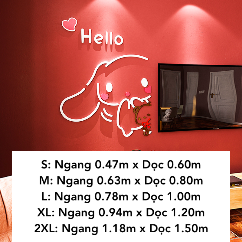 Tranh mica EPeBen dán tường nổi 3d hình Thỏ Dễ Thương decor trang trí Phòng Cho Bé, Phòng Khách