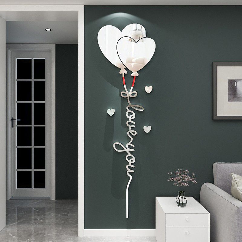 Tranh Mica 3d Dán Tường I Love You, Trái Tim, Ngôi Sao, Mặt Trăng, Mặt Trời Trang Trí Quán Trà Sữa, Cafe, Trà Chanh