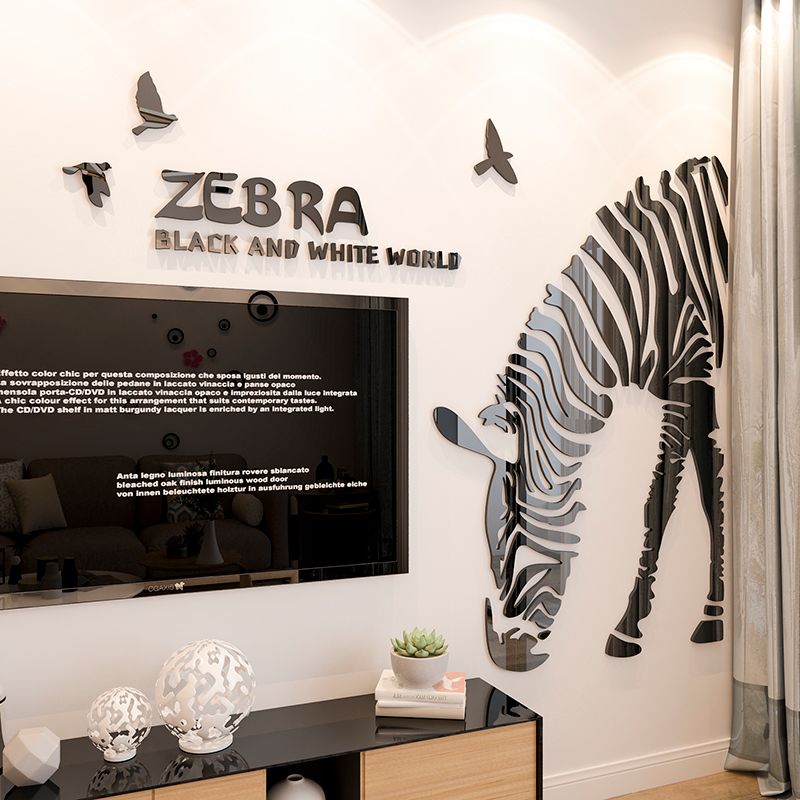 Tranh mica EPeBen dán tường nổi 3d hình chú ngựa vằn Zebra phong cách bắc âu hiện đại trang trí phòng khách, nhà cửa