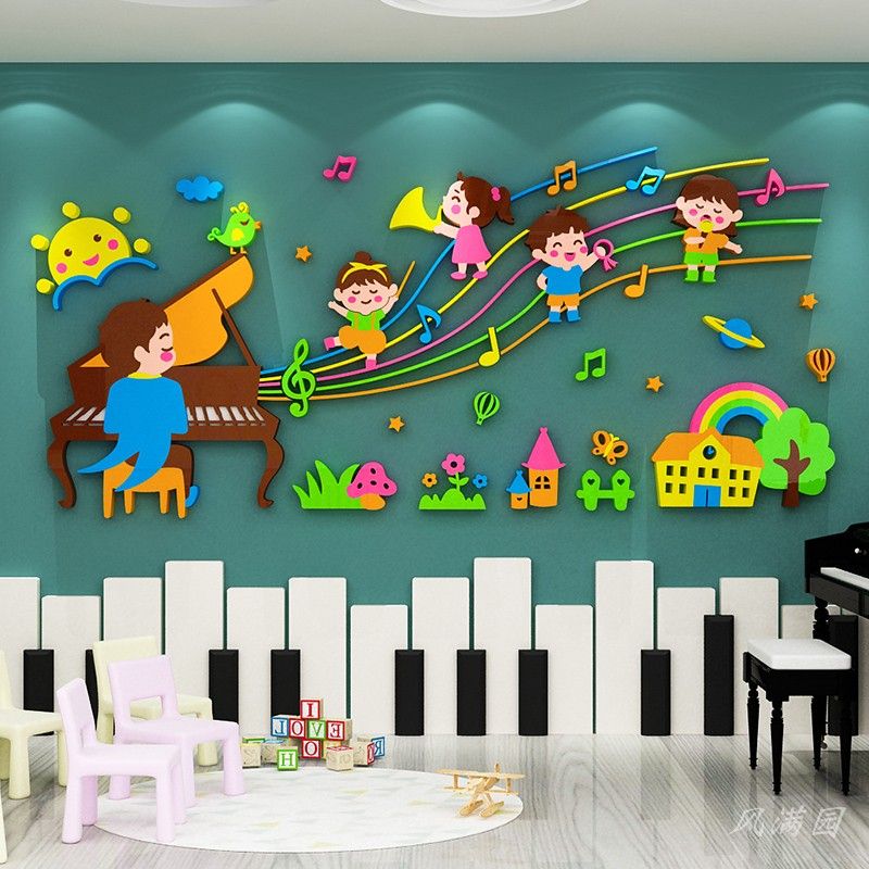 Tranh Mica 3d Dán Tường Do Re Mi Music Piano Trang Trí Phòng Học Nhạc, Phòng Cho Bé