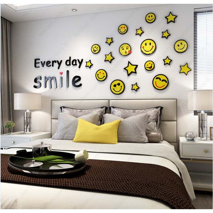 Tranh mica EPeBen dán tường nổi 3d hình smile icon sticker cười vui decor trang trí phòng khách, phòng ngủ,