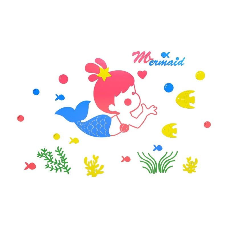 Tranh mica EPeBen dán tường nổi 3d hình tiên cá cute, decor trang trí mầm non, mẫu giáo, khu vui chơi trẻ em
