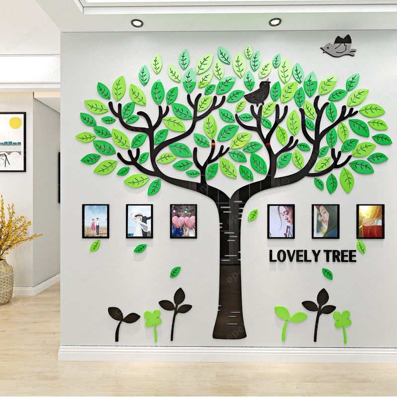 Tranh mica EPeBen dán tường nổi 3d hình cây tình yêu khung ảnh decor trang trí phòng làm việc, phòng họp