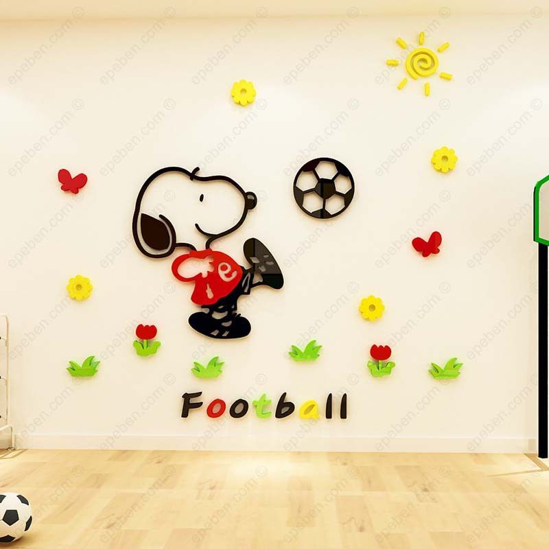 Tranh mica EPeBen dán tường nổi 3d hình sở thích của snoopy decor trang trí mầm non, phòng cho bé