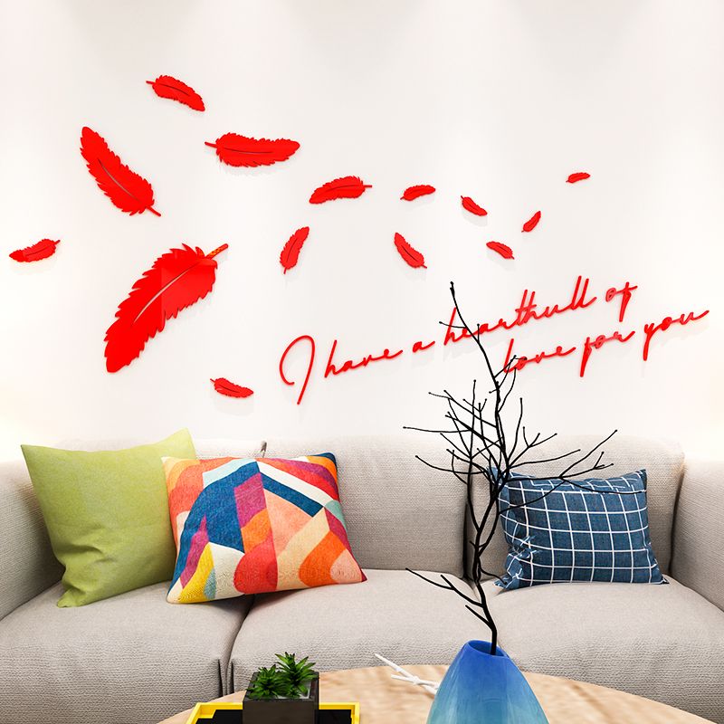 Tranh mica EPeBen dán tường nổi 3d hình lông vũ decor trang trí phòng khách phòng ngủ phong cách hiện đại