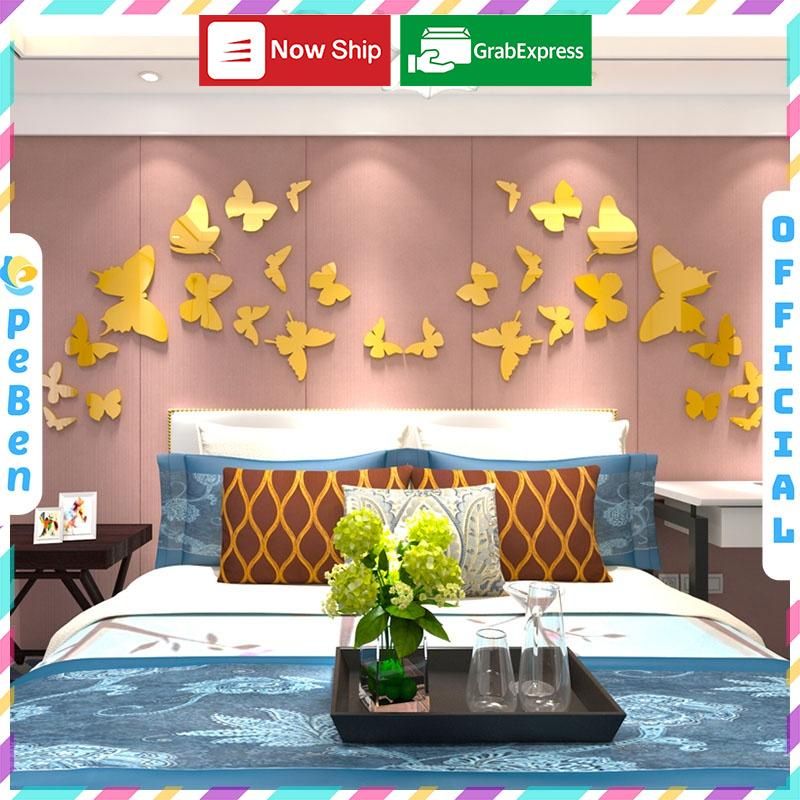 Tranh mica EPeBen dán tường nổi 3d hình Đàn bướm xuân decor trang trí phòng khách, cửa hàng, phòng ngủ