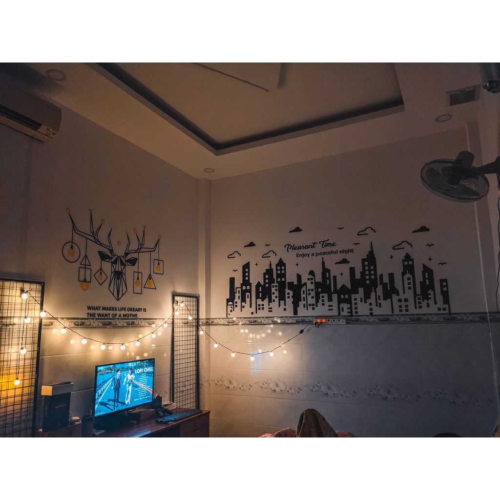 Tranh mica EPeBen dán tường nổi 3d hình thành phố decor trang trí phòng khách, phòng ngủ, phòng làm việc