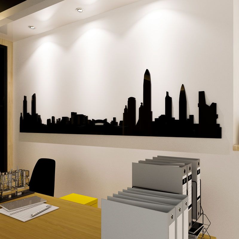 Tranh mica EPeBen dán tường nổi 3d hình thành phố tối giản hiện đại decor trang trí phòng khách, nhà cửa